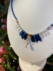 “Fantail Shimmer”- crystal beaded necklace