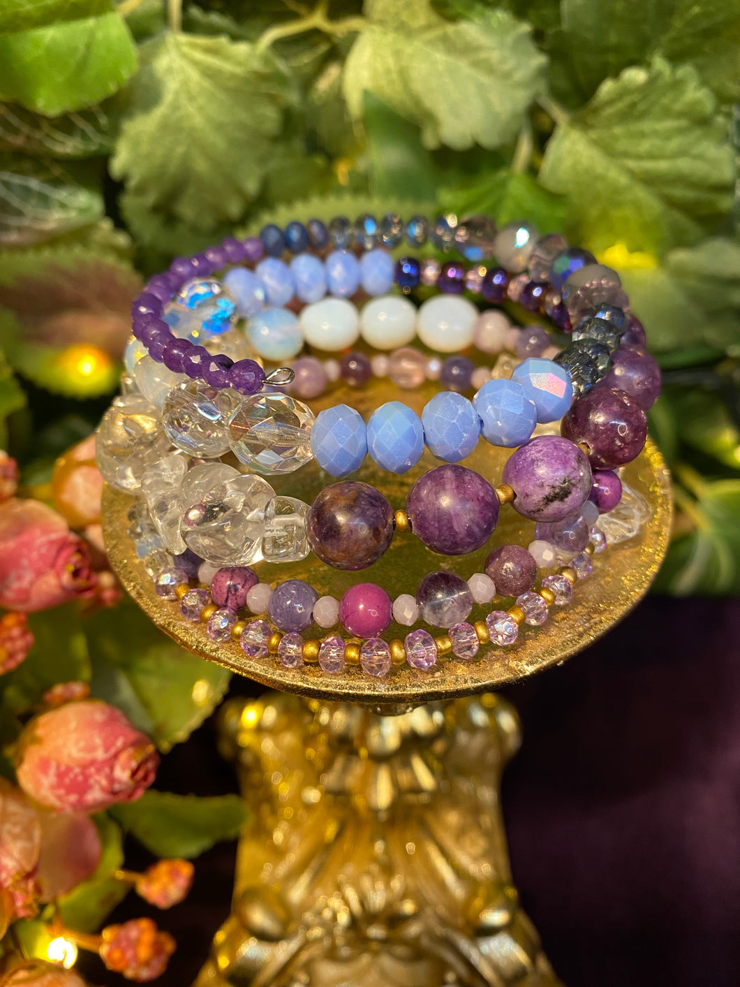Crystal beaded memory bracelet