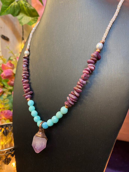 “She’s an Amazon” crystal necklace
