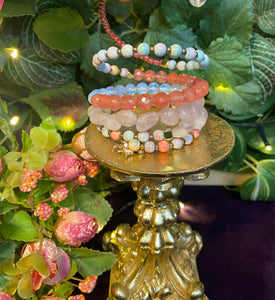 Crystal beaded memory  bracelet