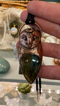 Load image into Gallery viewer, Barn Owl Totem Pendant with Labradorite Cabachon