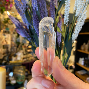 Carved Owl Clear Quartz Crystal pendant