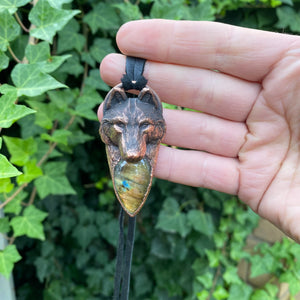 Wolf Totem pendant with Labradorite