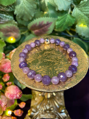 Lepidolite crystal bead bracelet