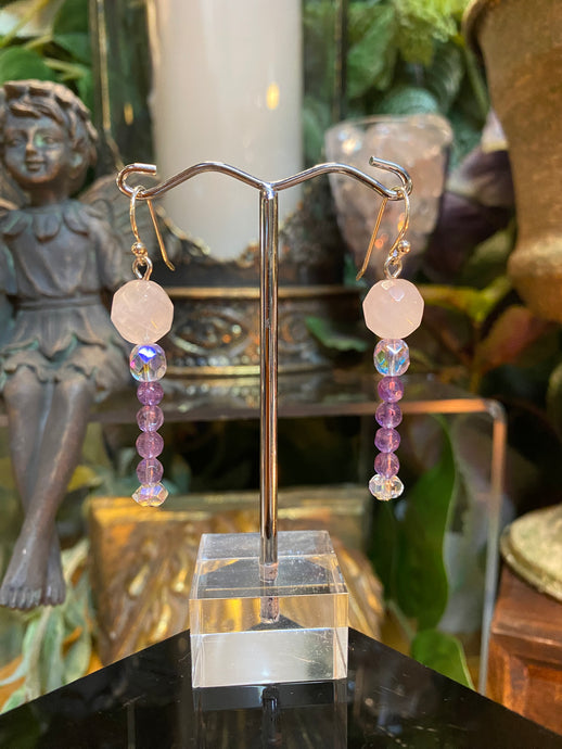 Rose Quartz Wand earrings