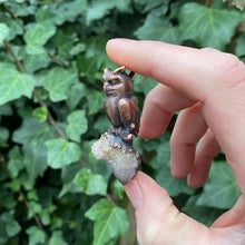 Load image into Gallery viewer, Horned Owl pendant with Spirit Quartz crystal