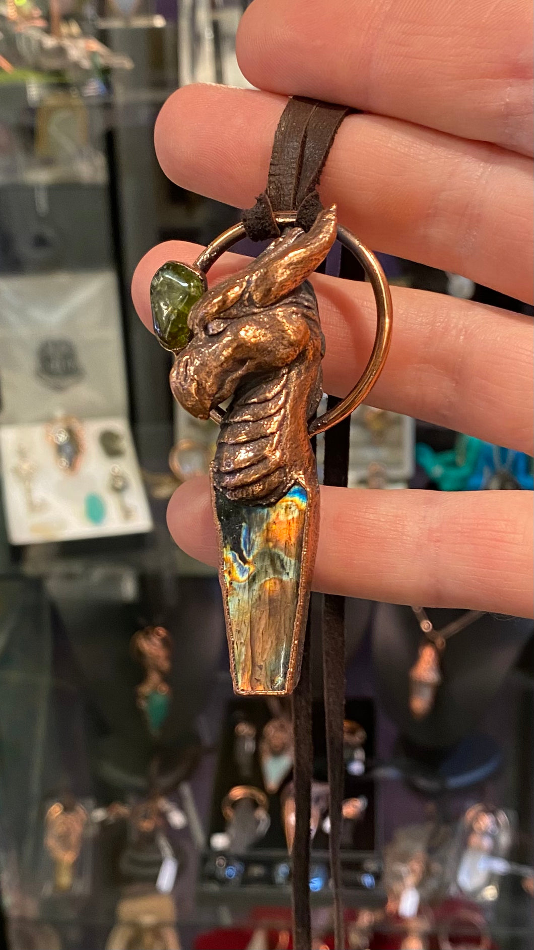Dragon Totem with Labradorite and Green Tourmaline Relic Necklace