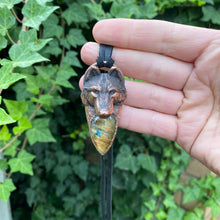 Load image into Gallery viewer, Wolf Totem pendant with Labradorite