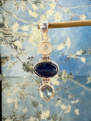 Moonstone, Blue Kyanite & Blue topaz pendant