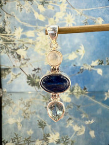 Moonstone, Blue Kyanite & Blue topaz pendant