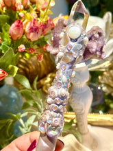 Load image into Gallery viewer, “Tide Caller” - Crystal and Pearl encrusted wand
