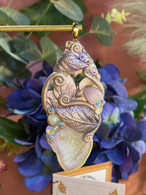 Moon Garden Collection - Angel Aura crystal and Porcelain China pendant