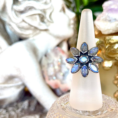 Labradorite Flower Ring