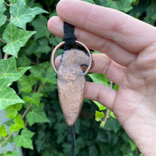 Load image into Gallery viewer, Griffon Totem and Rainbow Obsidian pendant on leather necklace