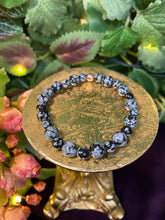 Load image into Gallery viewer, Snowflake Obsidian crystal bracelet