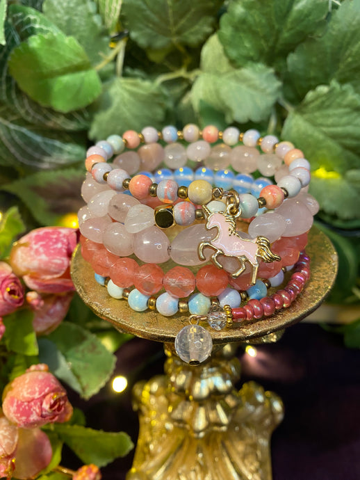 Crystal beaded memory  bracelet