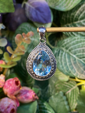 Blue Topaz silver pendant