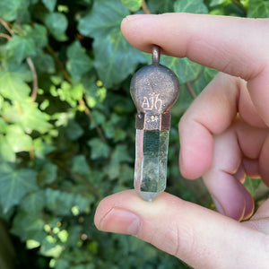 Owl Key Relic Pendant with Clear Quartz Crystal