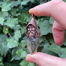 Load image into Gallery viewer, Hooded Wizard Copper Pendant with Labradorite Cabachon