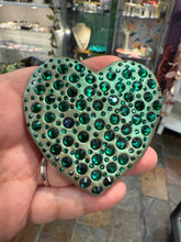 Load image into Gallery viewer, Emerald Green Rhinestone heart brooch