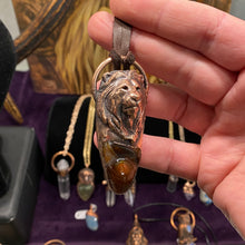 Load image into Gallery viewer, Lion Totem and Fire Agate Necklace