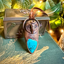 Load image into Gallery viewer, Barn Owl Totem Pendant with Tibetan Turquoise