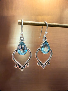 Blue Topaz crystal earrings