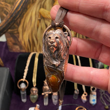 Load image into Gallery viewer, Lion Totem and Fire Agate Necklace