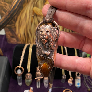 Lion Totem and Fire Agate Necklace