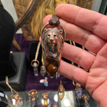 Load image into Gallery viewer, Lion Totem and Fire Agate Necklace