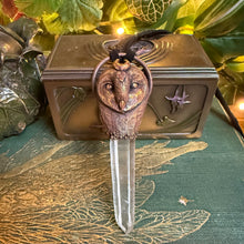 Load image into Gallery viewer, Barn Owl Key Relic Pendant with Lemurian Quartz Crystal