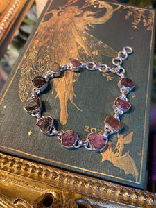 Pink and Green Tourmaline silver bracelet