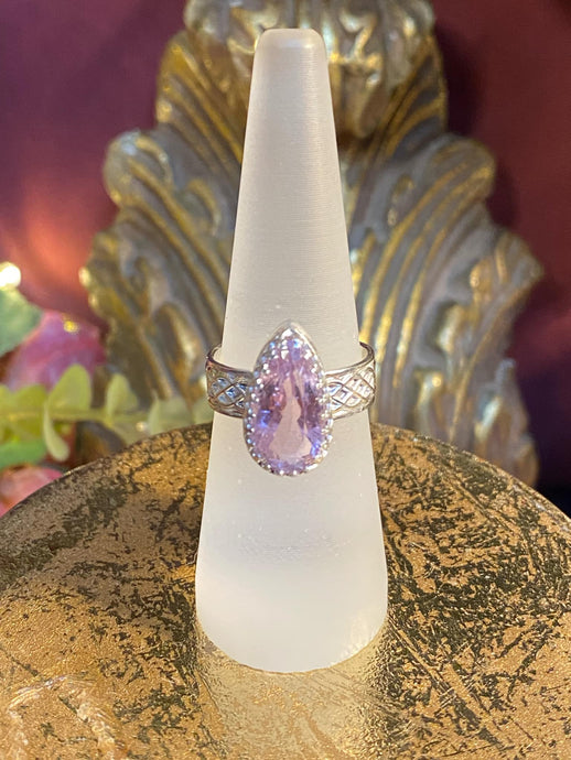 Faceted Kunzite Silver ring