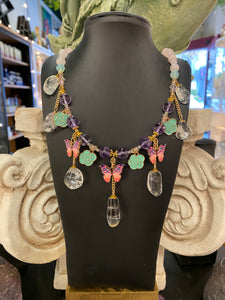 Springtime Dew - Crystal beaded Necklace