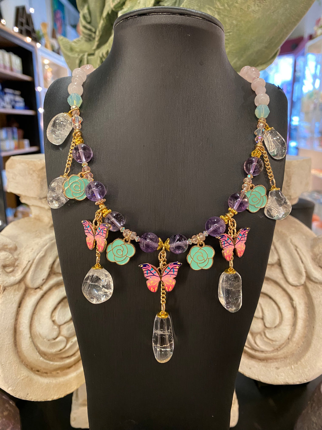 Springtime Dew - Crystal beaded Necklace