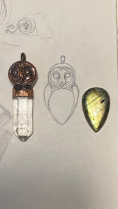 Custom Owl Pendant with Labradorite