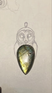 Custom Owl Pendant with Labradorite