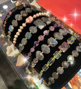 Labradorite crystal bead bracelet