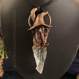 Wizard with natural Green Quartz and Copper Pendant
