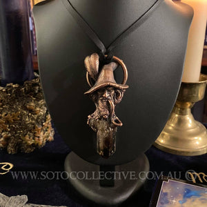 Wizard Pendant with Smoky Quartz cluster and Copper