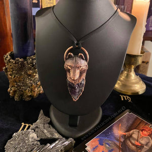 Wolf Totem pendant with Amethyst Arrowhead