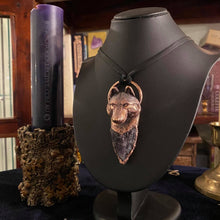 Load image into Gallery viewer, Wolf Totem pendant with Amethyst Arrowhead