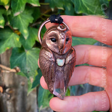 Load image into Gallery viewer, Barn Owl Totem Pendant with Opal and Kunzite