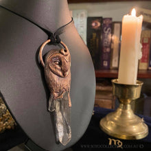 Load image into Gallery viewer, Barn Owl Key Relic Pendant with Clear Quartz Crystal