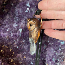 Load image into Gallery viewer, Barn Owl Totem Pendant with Clear Quartz crystal