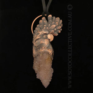 Black Cockatoo Totem pendant with Spirit Quartz