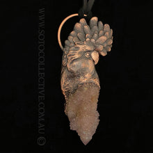 Load image into Gallery viewer, Black Cockatoo Totem pendant with Spirit Quartz
