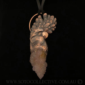 Black Cockatoo Totem pendant with Spirit Quartz