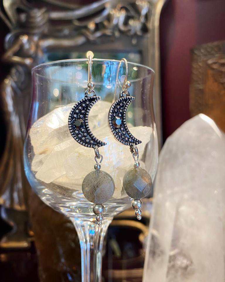 Crescent Moon Labradorite earrings