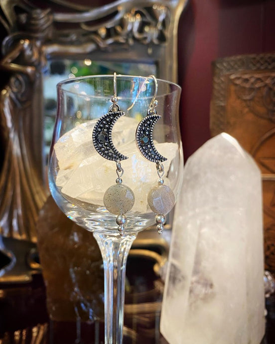 Crescent Moon Labradorite earrings